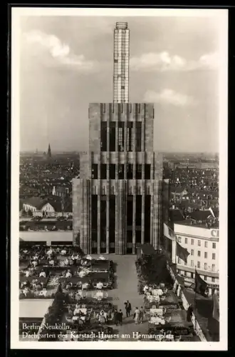 AK Berlin-Neukölln, Dachgarten des Karstadt-Hauses am Hermannplatz
