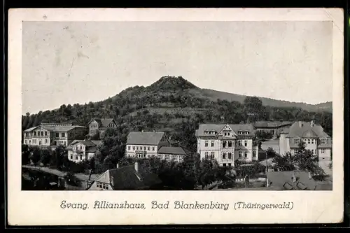 AK Bad Blankenburg / Thüringerwald, Panorama mit Ev. Allianzhaus
