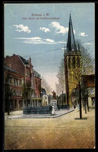 AK Bochum i. W., Alter Markt mit Kuhhirtendenkmal
