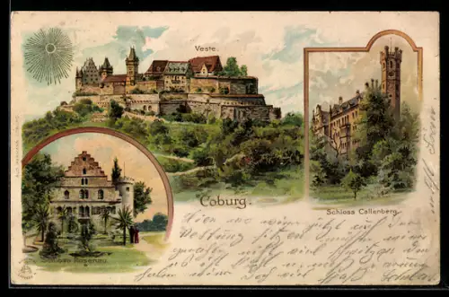 Sonnenschein-Lithographie Coburg, Veste, Schloss Callenberg, Schloss Rosenau