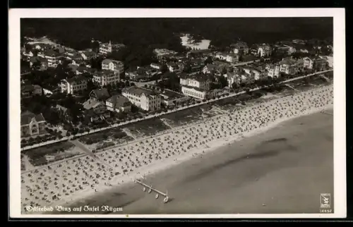 AK Binz / Rügen, Luftbild vom Ostseebad