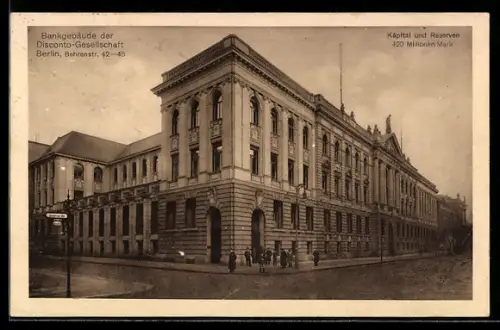 AK Berlin, Bankgebäude der Disconto-Gesellschaft, Behrenstrasse 42-45