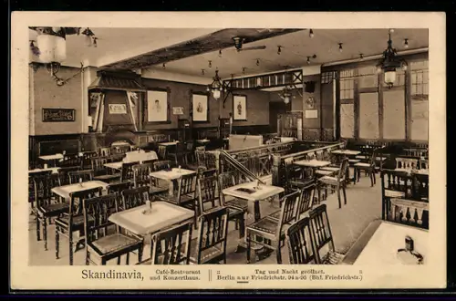 AK Berlin, Café-Restaurant Skandinavia, Friedrichstrasse
