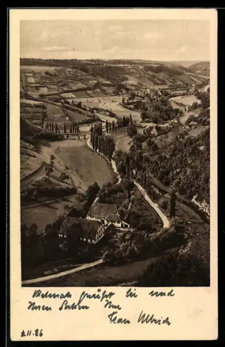 AK Rothenburg o. T., Blick in das Taubertal von der Burg aus gesehen