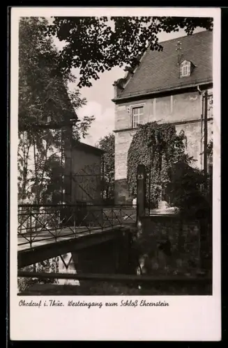 AK Ohrdruf / Thür., Westeingang zum Schloss Ehrenstein