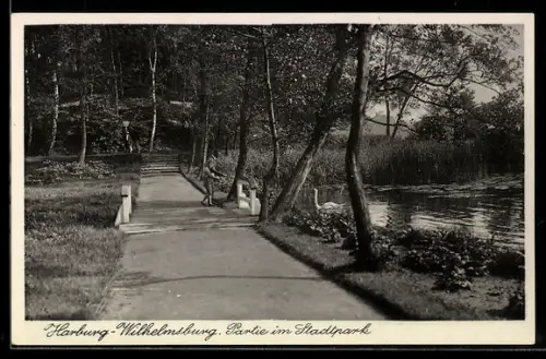 AK Hamburg-Wilhelmsburg, Partie im Stadtpark