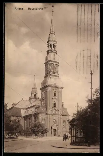 AK Hamburg-Altona, Hauptkirche mit Strassenpartie
