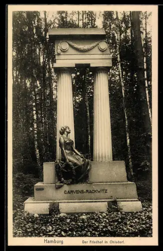 AK Hamburg, Friedhof Ohlsdorf, Grabmal Carvens-Rackwitz von Hans Dammann