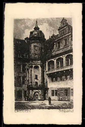 Künstler-AK Dresden, Schlosshof