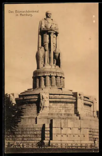 AK Hamburg-St. Pauli, Partie am Bismarck-Denkmal