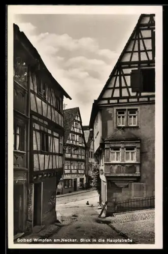 AK Wimpfen am Neckar, Hauptstrasse mit Fachwerkhaus