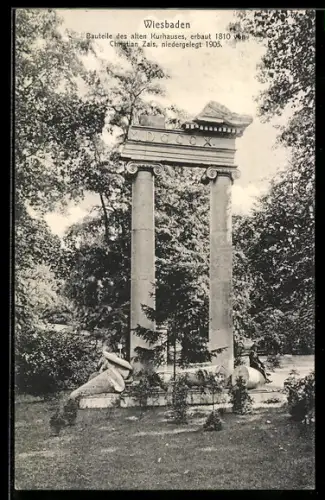 AK Wiesbaden, Bauteile des alten Kurhauses, Erbaut 1810, Niedergelegt 1905