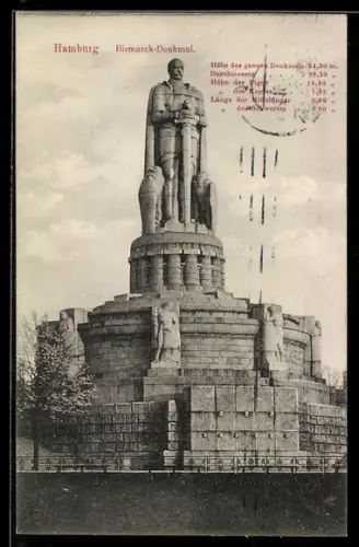 AK Hamburg-St.Pauli, Bismarck-Denkmal mit Schwert