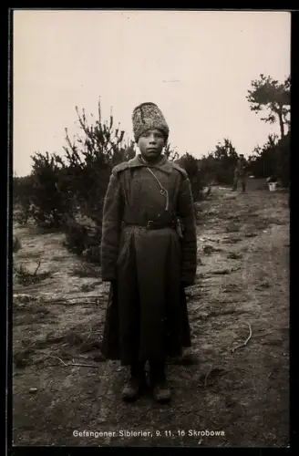 AK Kriegsgefangener russischer Soldat, Sibirier, 9.11.1916 in Skrobowa