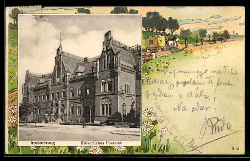 Passepartout-AK Insterburg, Kaiserliches Postamt