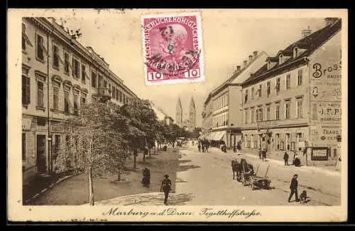 AK Marburg a. d. Drau, Partie in der Tegetthoffstrasse