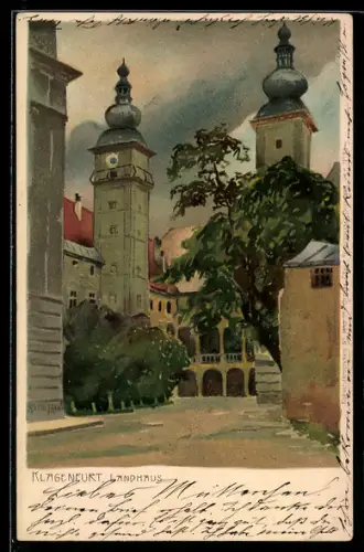 Künstler-AK Raoul Frank: Klagenfurt, Landhaus, Hinterhofansicht