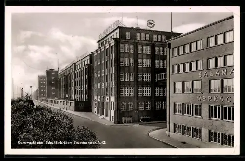 AK Kornwestheim, Schuhfabriken Salamander A.-G. mit Strassenpartie