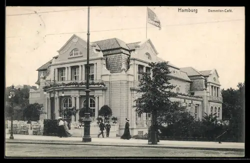 AK Hamburg-Neustadt, Dammtor-Cafe mit Strasse