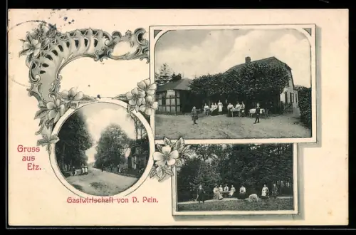 AK Etz, Gasthaus von D. Pein mit Besuchern
