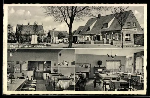 AK Itzehoe, Brandt`s Gaststätte, B. V. Tankstelle, Innenansichten