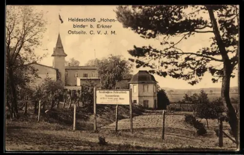 AK Erkner, Heideschloss Hohenbinde, Sommerheim des Christl. Vereins junger Männer