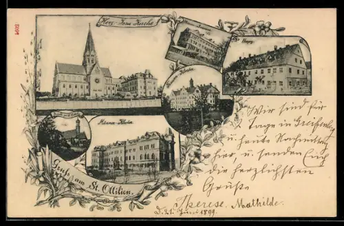 AK St. Ottilien /Obb., Männer-Kloster, Hospiz, Frauen-Kloster, Herz-Jesu Kirche