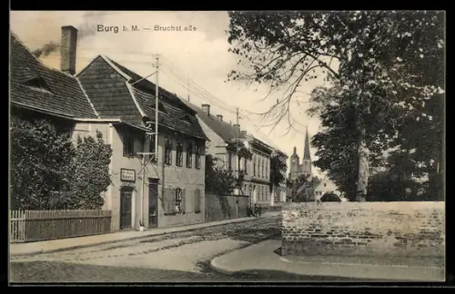 AK Burg b. M., In der Bruchstrasse mit Bäckerei