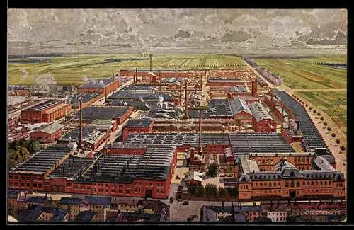 Künstler-AK Essen, Krupp AG, Grusonwerk