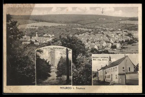 AK Naurod i. Taunus, Kellerskopf, Gasthaus zur Krone, Bes. Aug. Becht