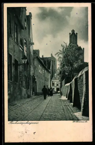 AK Stralsund, Partie in der Bechermachergasse