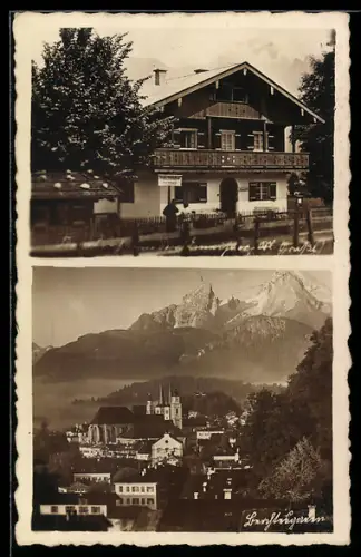 AK Schönau /Obb., Hotel-Pension Moldenhauer, Alpenpanorama, Berchtesgaden