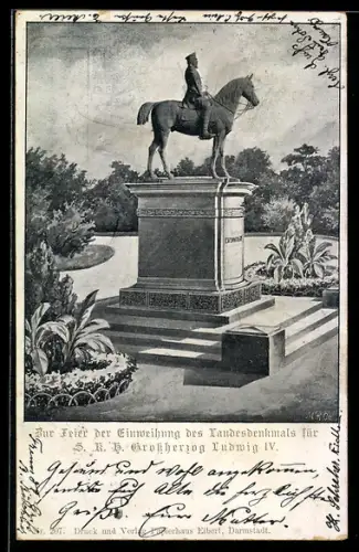 Künstler-AK Darmstadt, Erinnerung zur Einweihung des Landesdenkmals für Grossherzog Ludwig IV.