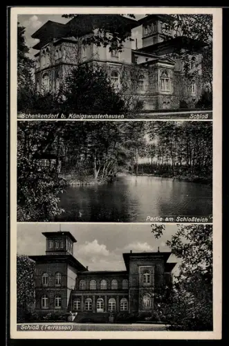 AK Schenkendorf, Schloss, Partie am Schlossteich, Schlossterrassen