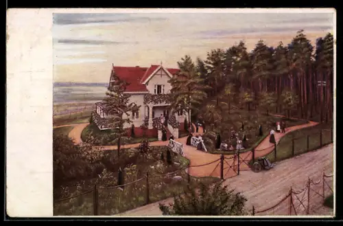 Künstler-AK Gross-Besten, Villa Süd des Genesungsheims