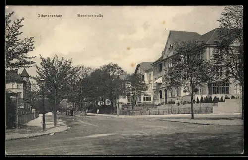 AK Hamburg-Othmarschen, Passanten in der Beselerstrasse