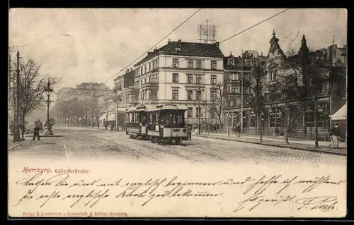 AK Hamburg-Hohenfelde, Lübeckerstrasse mit Strassenbahn
