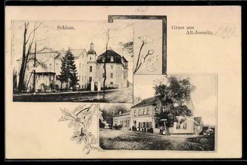 AK Alt-Jessnitz, Strassenpartie, Schloss