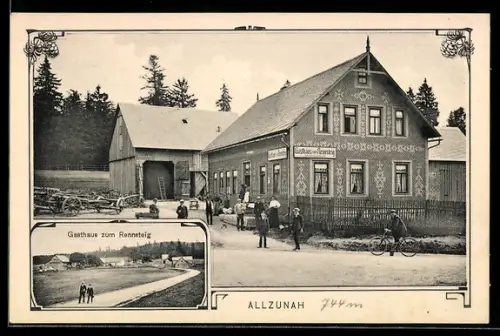 AK Allzunah, Gasthaus zum Rennsteig, Inhaber Louis Heintz