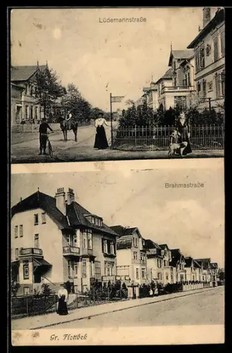 AK Hamburg-Flottbek, Partien in der Lüdemannstrasse und der Brahmsstrasse