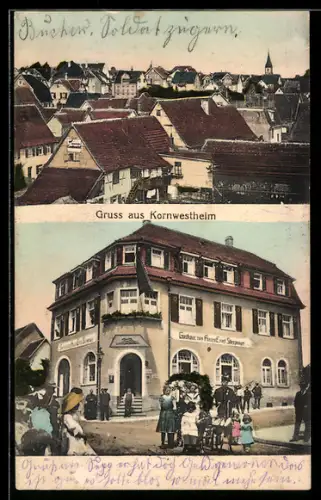 AK Kornwestheim, Totalansicht, Gasthaus zum Hasen
