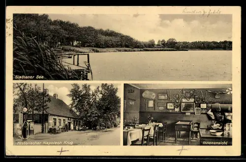 AK Ludwigsfelde /Teltow, Gasthaus Historischer Napoleon Krug, Bes. Johannes Martin, Shell-Tankstelle