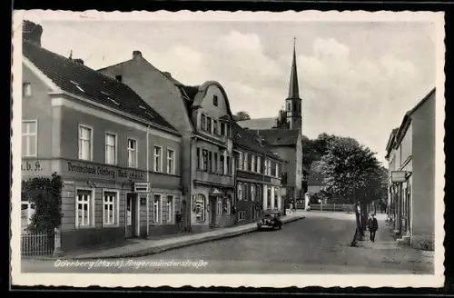 AK Oderberg /Mark, Angermünderstrasse mit Vereinsbank