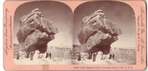 Stereo-Fotografie Keystone View Company, Meadville, Ansicht Gunnison River, CO, Giant Balanced Rock