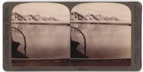 Stereo-Fotografie Underwood & Underwood, New York, Ansicht Spitzbergen, Bell Sound and the great glacier
