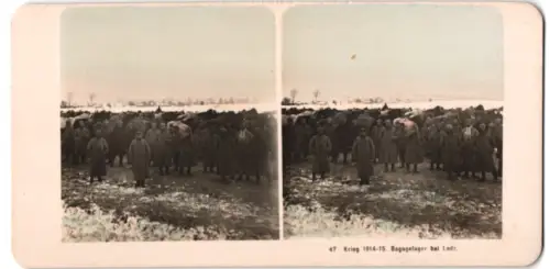 Stereo-Fotografie M. Rohmer, Leipzig-Gohlis, Krieg 1914-1915, Bagagelager bei Lódz