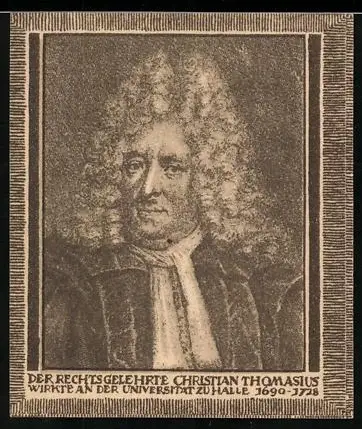 Notgeld Halle /Saale, 20 Pf., Porträt von Christian Thomasius und Inschrift zur Universität Halle 1690-1728