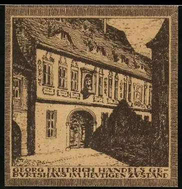 Notgeld Halle /Saale 1921, 10 Pfennig, Geburtshaus von Georg Friedrich Händel