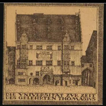 Notgeld Halle /Saale, 10 Pfennig, Universität zur Zeit des Gelehrten Thomasius