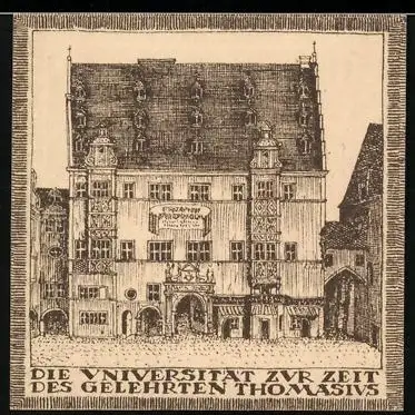 Notgeld Halle /Saale, 10 Pfennig, Universität zur Zeit des Gelehrten Thomasius